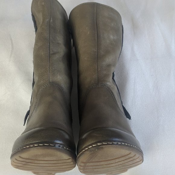 MJUS Braided Leather Wedge Mid Shaft Boots 38/7.5 - Picture 6 of 9